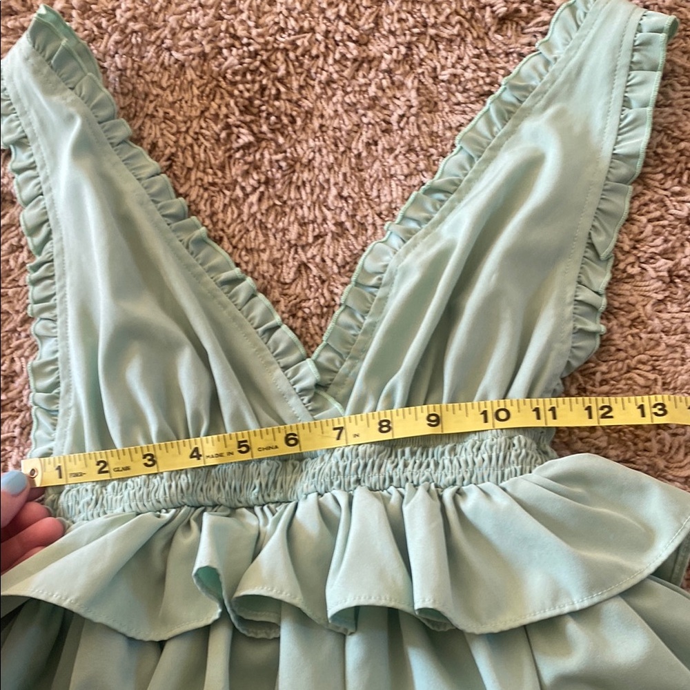 😎Mint Green Ruffled Dress - Picture 3 of 6